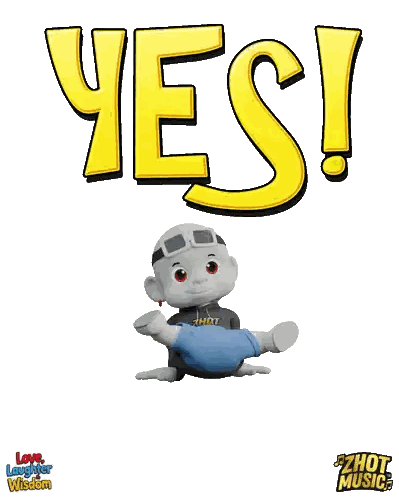 A Cartoon Character Is Doing A Handstand In Front Of A Sign That Says Yes Sticker