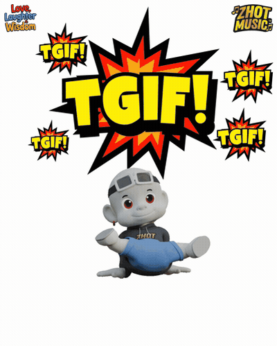 A Cartoon Character Is Doing A Handstand In Front Of A Tgif Explosion GIF