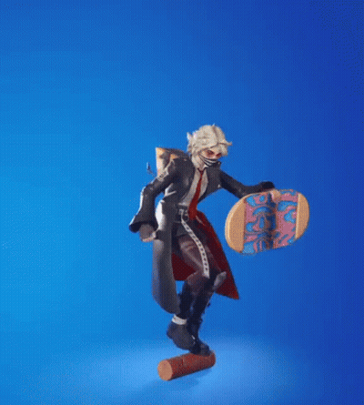 A Cartoon Character Is Doing A Handstand While Holding A Skateboard With A Unicorn On It GIF