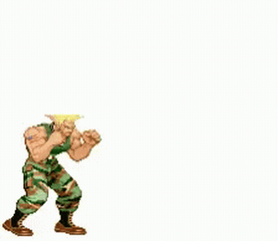 A Cartoon Character Is Doing A Handstand With A Sword Coming Out Of It . GIF