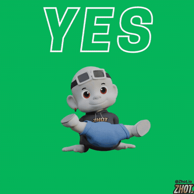 A Cartoon Character Is Doing A Handstand With The Word Yes Above Him GIF