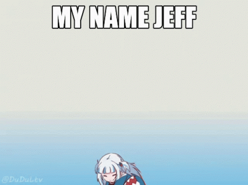 A Cartoon Character Is Doing A Handstand With The Words My Name Jeff Above Her GIF