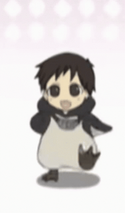 A Cartoon Character Is Dressed As A Penguin And Is Walking . GIF