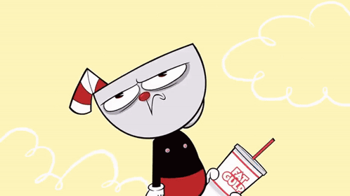 A Cartoon Character Is Drinking A Fat Gulp From A Cup GIF