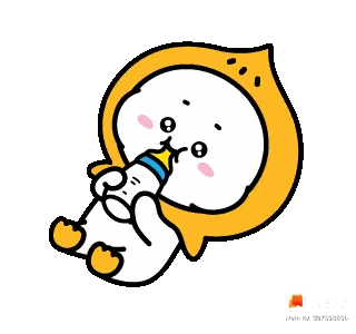 A Cartoon Character Is Drinking From A Baby Bottle Sticker