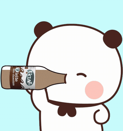 A Cartoon Character Is Drinking From A Bottle That Says Ucal GIF