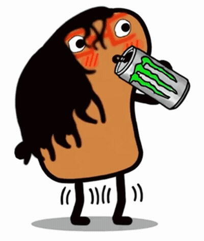A Cartoon Character Is Drinking From A Can Of Monster Energy Drink GIF