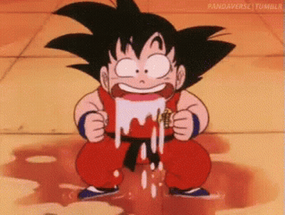 A Cartoon Character Is Drinking From A Puddle Of Liquid . GIF