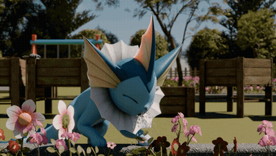 A Cartoon Character Is Drinking Water From A Flower In A Garden GIF