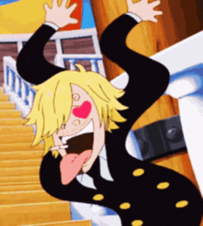 A Cartoon Character Is Falling Down Stairs With A Heart On His Face . GIF