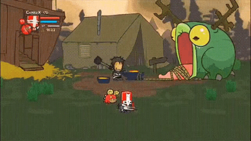 A Cartoon Character Is Fighting A Monster In A Video Game That Says Combo X < 5 GIF