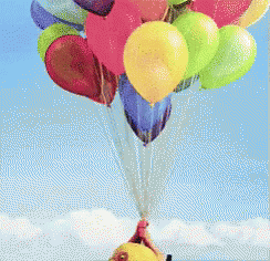 A Cartoon Character Is Flying In The Air With The Words Bon Voyage Written Below Him GIF