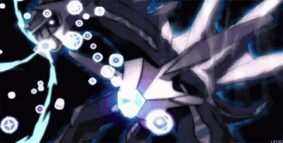 A Cartoon Character Is Flying Through The Air In A Dark Room With A Lot Of Bubbles Coming Out Of It . GIF