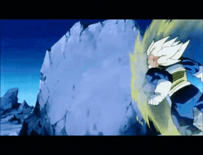 A Cartoon Character Is Flying Through The Air In Front Of A Rock . GIF