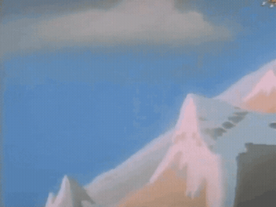 A Cartoon Character Is Flying Through The Air GIF