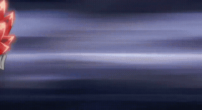 A Cartoon Character Is Flying Through The Air With A Blue Background . GIF