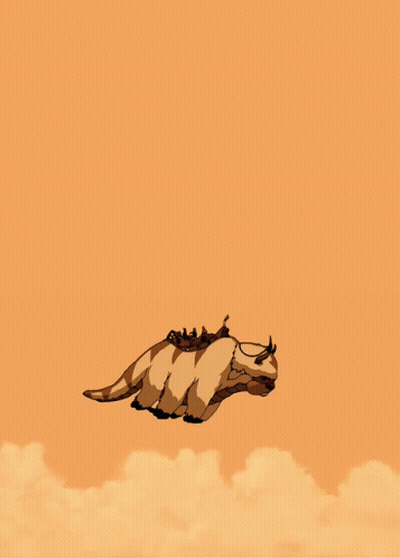 A Cartoon Character Is Flying Through The Air With A Cloudy Sky In The Background GIF