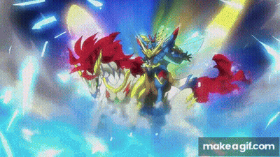 A Cartoon Character Is Flying Through The Air With A Dragon On His Back . GIF