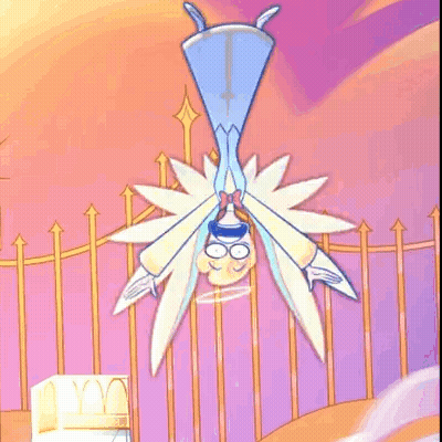 A Cartoon Character Is Flying Through The Air With A Flower On His Head . GIF