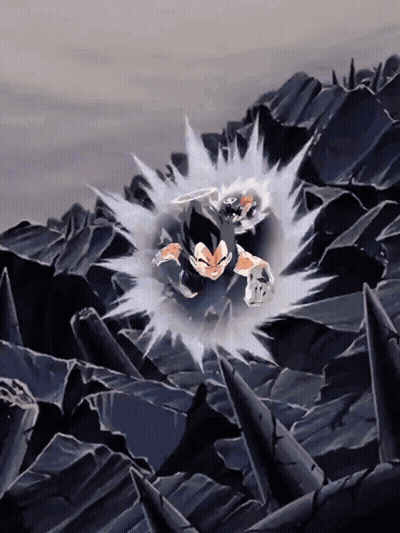 A Cartoon Character Is Flying Through The Air With A Lot Of Explosions GIF