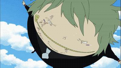 A Cartoon Character Is Flying Through The Air With A Smiley Face On His Face GIF