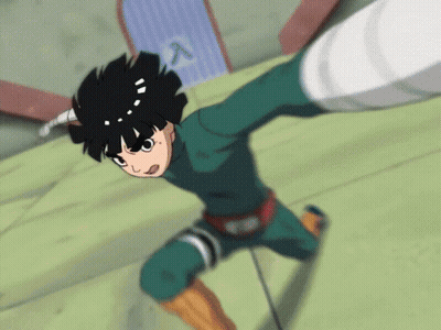 A Cartoon Character Is Flying Through The Air With A Sword In His Hand GIF