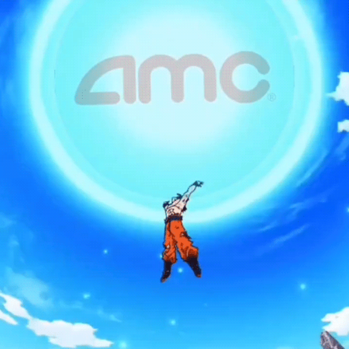 A Cartoon Character Is Flying Through The Air With An Amc Logo Behind Him GIF