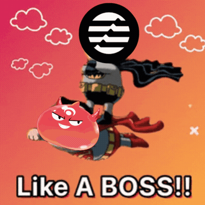 A Cartoon Character Is Flying Through The Air With The Words Like A Boss On The Bottom GIF