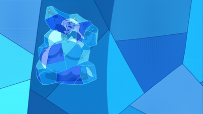 A Cartoon Character Is Frozen In A Block Of Blue Ice GIF
