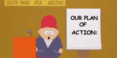 A Cartoon Character Is Giving A Speech At A South Park P.t.a. Meeting GIF