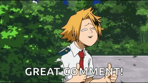 A Cartoon Character Is Giving A Thumbs Up And Says Great Comment ! GIF