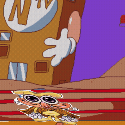 A Cartoon Character Is Giving A Thumbs Up In Front Of A Building That Says Ntv GIF