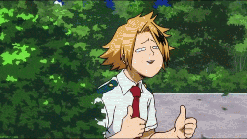 A Cartoon Character Is Giving A Thumbs Up While Hiding Behind A Tree . GIF