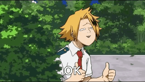 A Cartoon Character Is Giving A Thumbs Up While Standing In Front Of A Tree . GIF