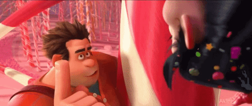 A Cartoon Character Is Giving A Thumbs Up While Standing Next To A Candy Cane . GIF