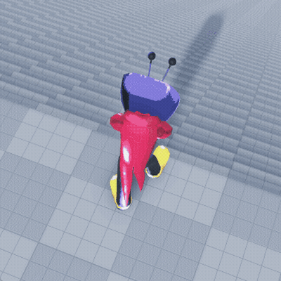 A Cartoon Character Is Going Up A Set Of Stairs GIF