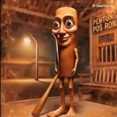 A Cartoon Character Is Holding A Baseball Bat In His Hand . GIF