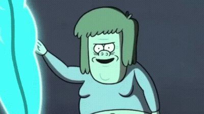 A Cartoon Character Is Holding A Blue Object GIF