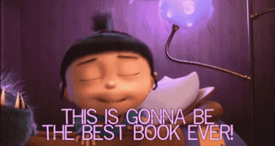 A Cartoon Character Is Holding A Book And Says This Is Gonna Be The Best Book Ever GIF
