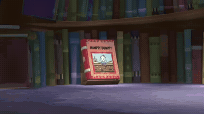 A Cartoon Character Is Holding A Book With A Green Light Coming Out Of It .. GIF