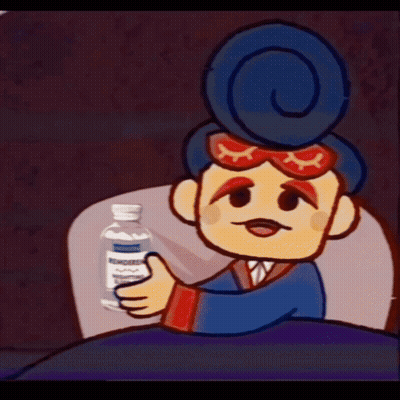 A Cartoon Character Is Holding A Bottle With A Label That Says Water GIF
