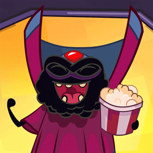 A Cartoon Character Is Holding A Bowl Of Popcorn GIF