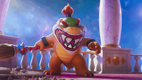 Cartoon Character Holding Brush And Wearing Crown GIF