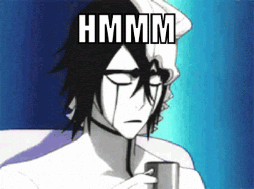 A Cartoon Character Is Holding A Cup And Has The Word Hmm Above His Head GIF
