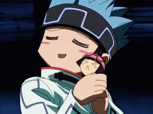 A Cartoon Character Is Holding A Doll And Making A Face GIF