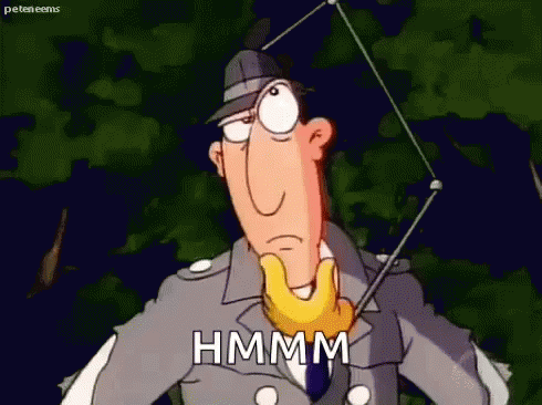 A Cartoon Character Is Holding A Fishing Rod And Has The Word Hmm On His Chest . GIF