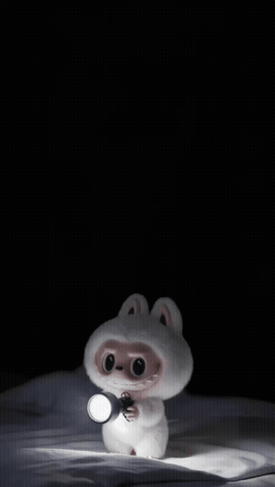 A Cartoon Character Is Holding A Flashlight In Its Hand GIF