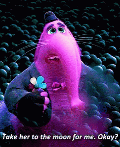 A Cartoon Character Is Holding A Flower And Says " Take Her To The Moon For Me Okay " GIF