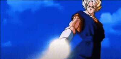 A Cartoon Character Is Holding A Glowing Object In His Hand In Front Of A Blue Sky . GIF