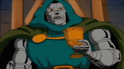 A Cartoon Character Is Holding A Gold Goblet In His Hand . GIF